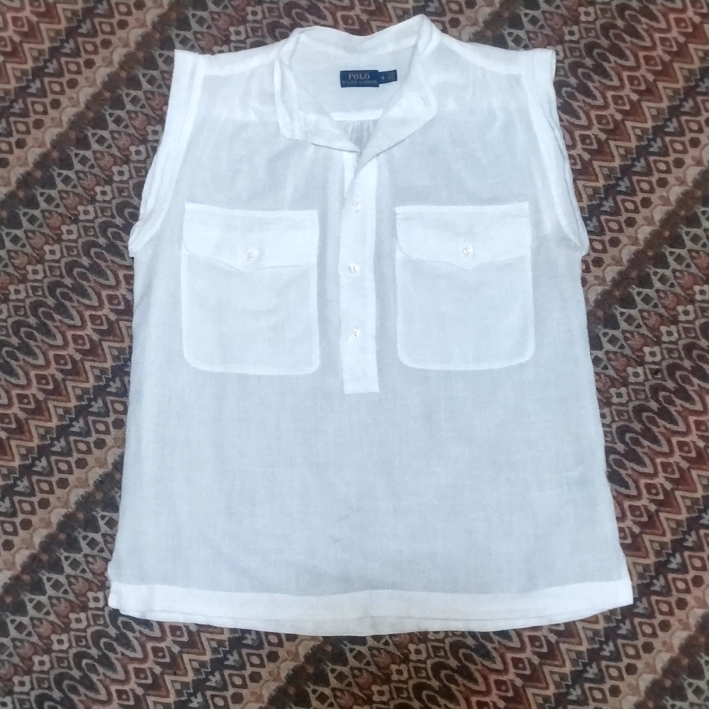 Polo By Ralph Lauren White Sleeveless Shirt